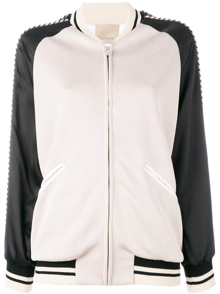 Laneus Eagle Embroidery Bomber Jacket - Nude & Neutrals