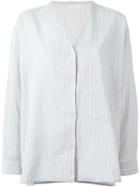 6397 Striped V-neck Shirt, Women's, Size: Medium, Nude/neutrals, Cotton