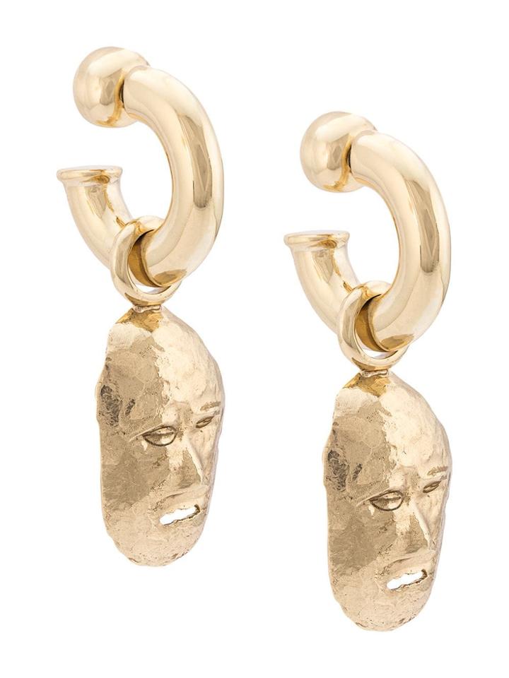 Ellery Face Shaped Earrings - Yellow