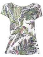 Etro Floral Print T-shirt, Women's, Size: 46, White, Cotton/spandex/elastane
