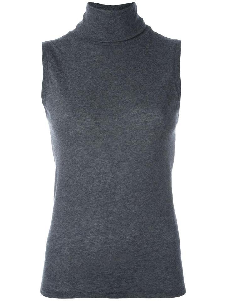 Majestic Filatures Turtleneck Sleeveless Knit Blouse, Women's, Size: 4, Grey, Cashmere