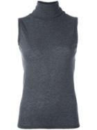 Majestic Filatures Turtleneck Sleeveless Knit Blouse, Women's, Size: 4, Grey, Cashmere