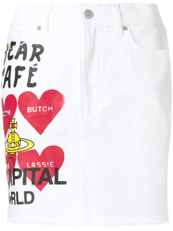 Vivienne Westwood Anglomania Printed Denim Skirt - White