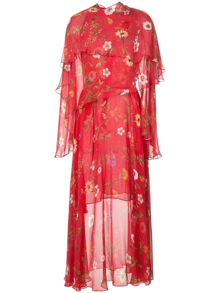 Oscar De La Renta Floral-print Chiffon Layered Dress
