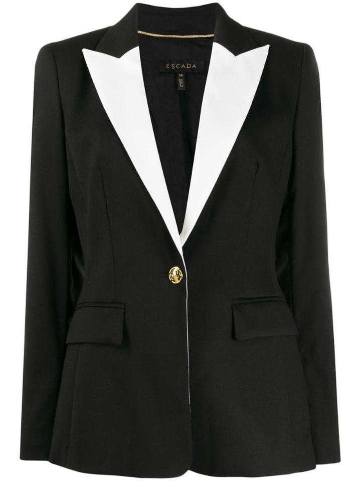 Escada Contrast Single Breasted Blazer - Black