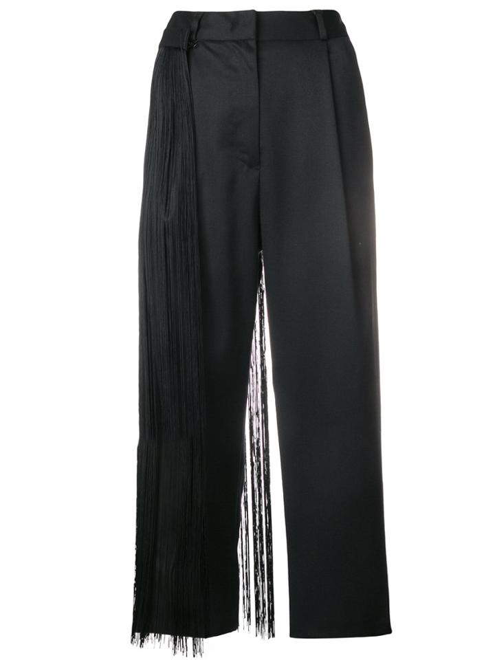 Mm6 Maison Margiela Fringed Cropped Trousers - Black