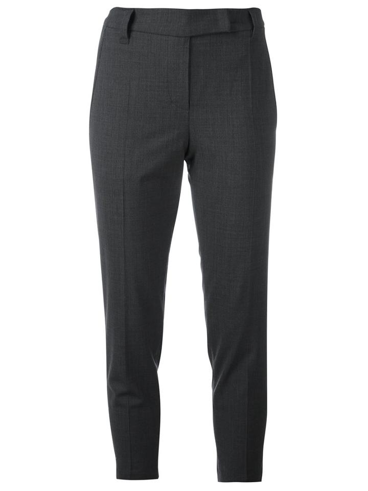 Brunello Cucinelli - Cropped Tailored Trousers - Women - Polyamide/spandex/elastane/virgin Wool - 44, Women's, Grey, Polyamide/spandex/elastane/virgin Wool
