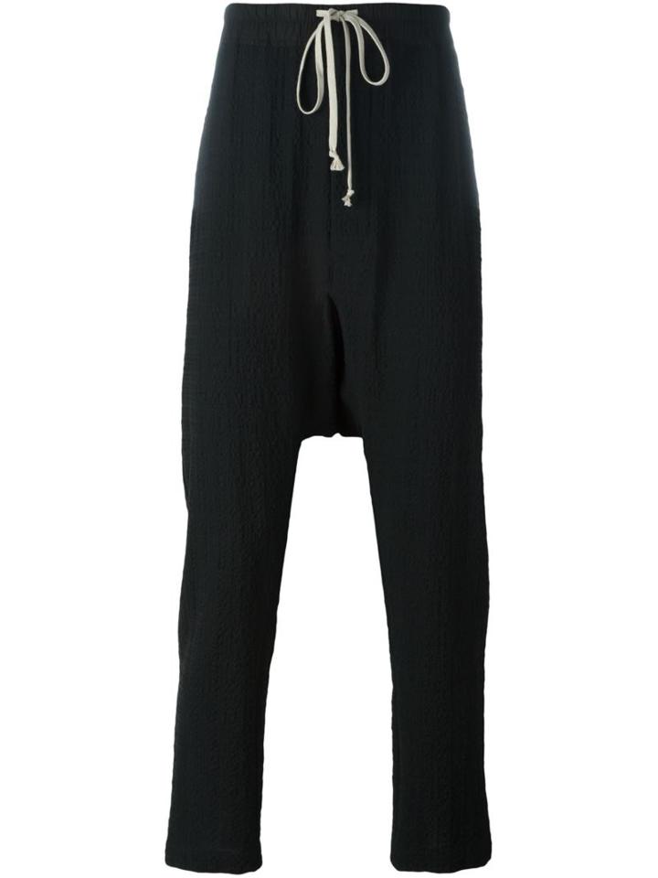 Rick Owens Drop-crotch Trousers, Men's, Size: 46, Black, Polyester/spandex/elastane/virgin Wool