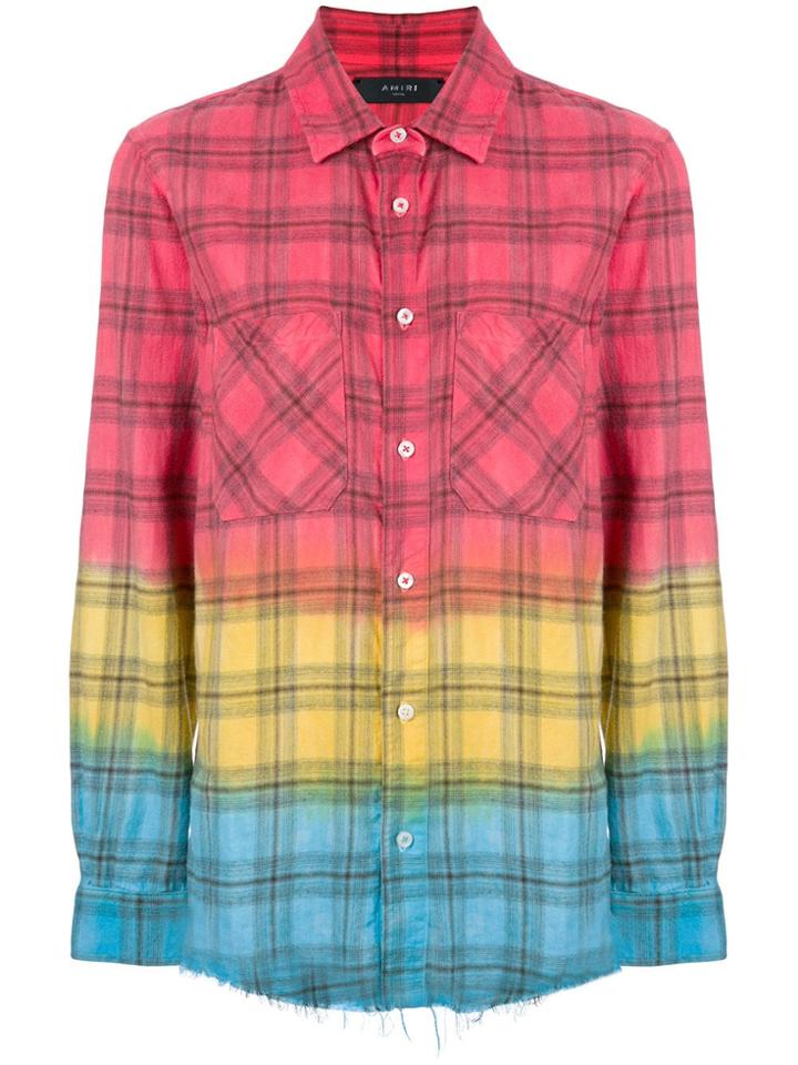Amiri Tie Dye Plaid Shirt - Pink