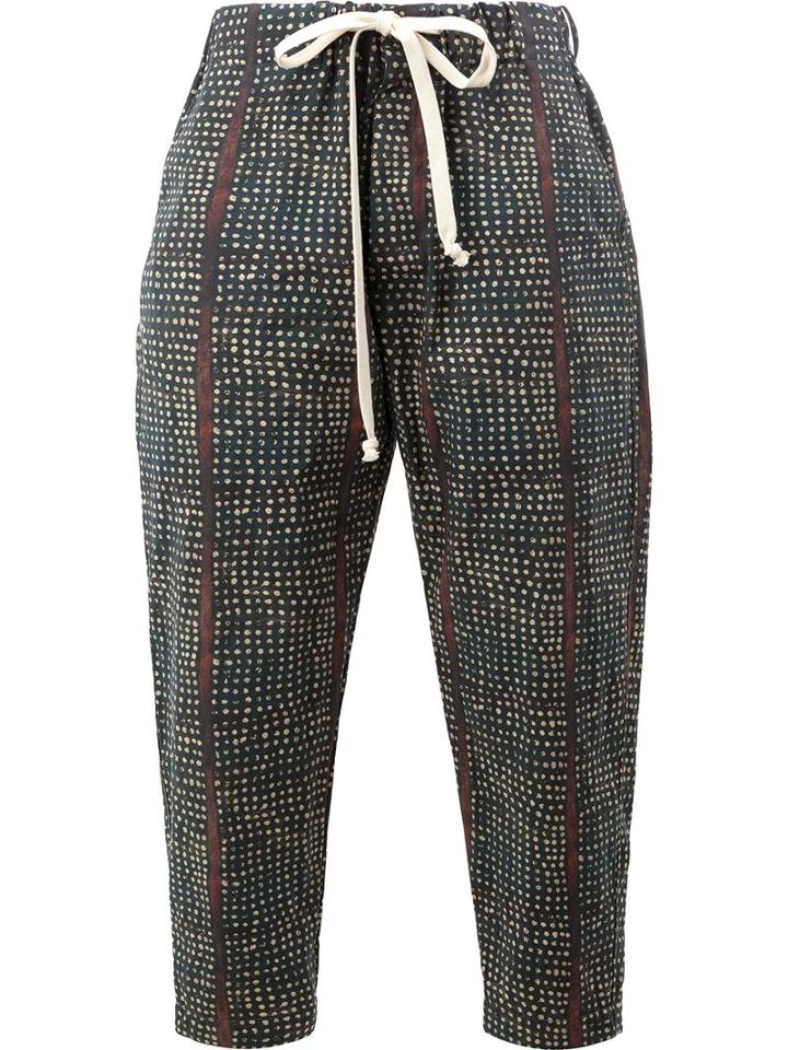 Uma Wang Printed Drawstring Trousers, Men's, Size: Small, Blue, Cotton