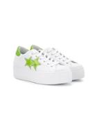 2 Star Kids Teen Perforated Platform Sneakers - White