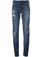 Diesel Distressed Skinny Jeans, Women's, Size: 26, Blue, Cotton/polyester/spandex/elastane