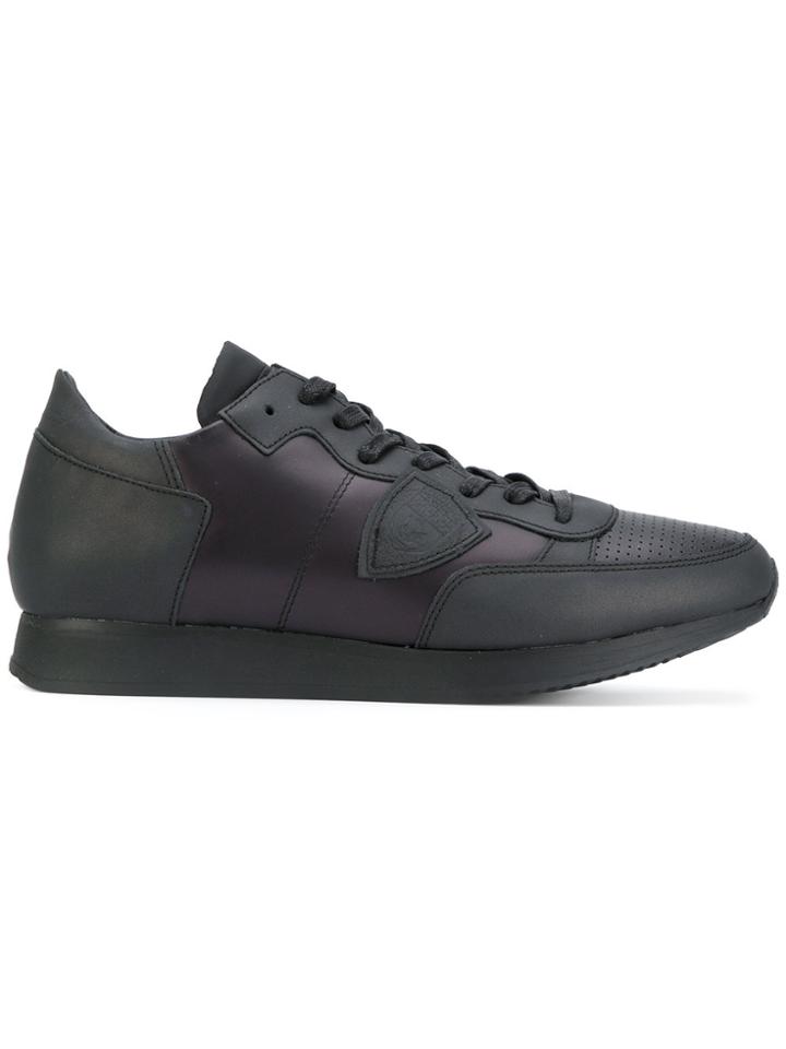 Philippe Model Lateral Patch Lace-up Sneakers - Black