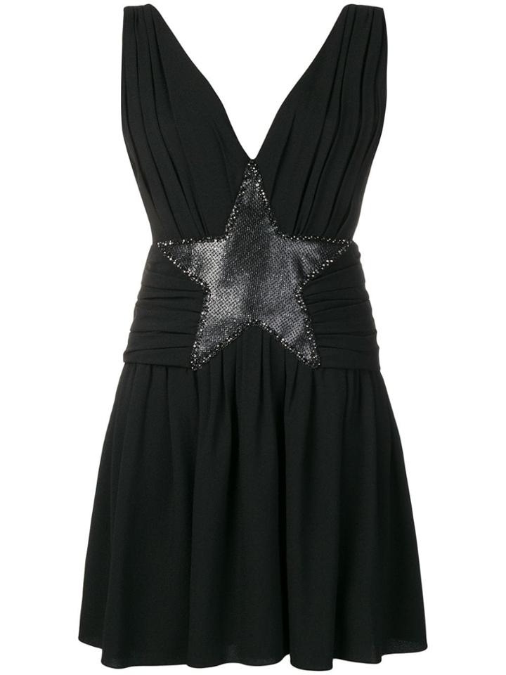 Saint Laurent Star Appliqué Mini Dress - Black