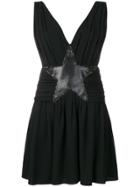 Saint Laurent Star Appliqué Mini Dress - Black