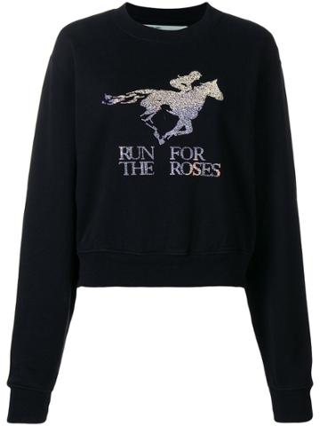 Off-white 'run For The Horses' Cropped Sweater - Black