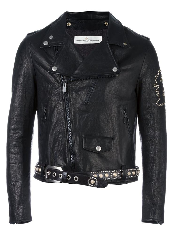 Golden Goose Deluxe Brand 'chiodo' Biker Jacket, Men's, Size: Medium, Black, Lamb Skin/polyester