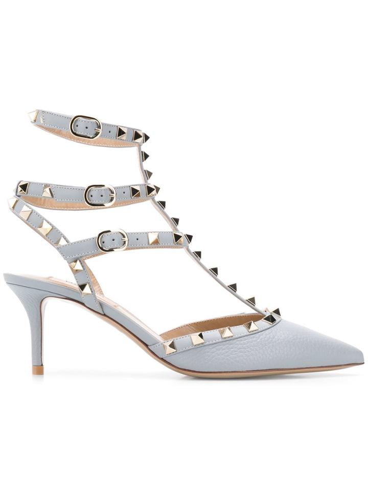 Valentino Valentino Garavani Rockstud Ankle Strap Pumps - Grey