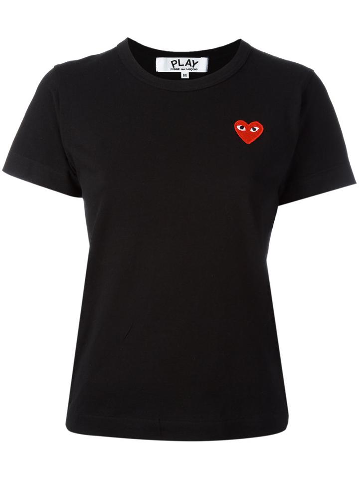 Comme Des Garçons Play - Embroidered Logo T-shirt - Women - Cotton - S, Women's, Black, Cotton