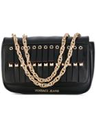 Fringe Studded Shoulder Bag - Women - Synthetic Resin - One Size, Black, Synthetic Resin, Versace Jeans