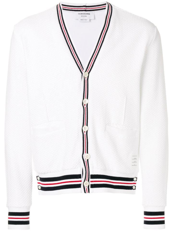 Thom Browne Cricket Stripe Cardigan - White
