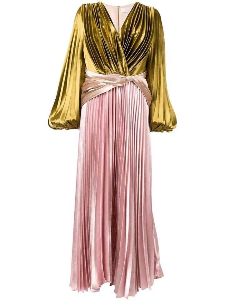 Peter Pilotto Multicoloured Rny Pleated Liquid Satin Gown - Pink