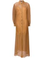 Alberta Ferretti Long-sleeve Shirt Dress - Brown
