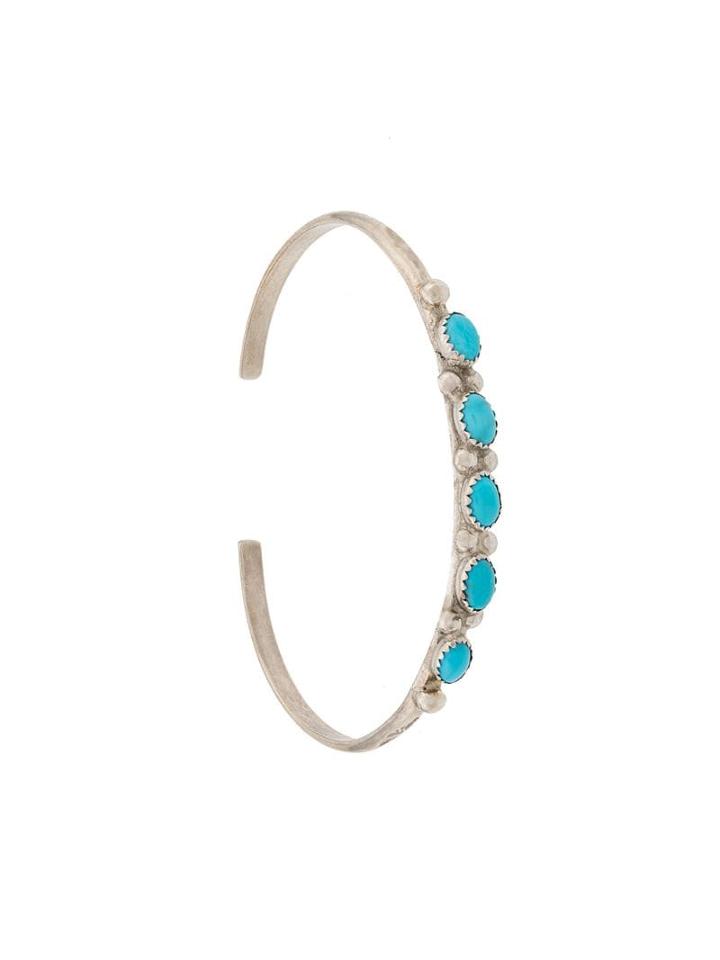 Jessie Western Turquoise Bangle Bracelet - Silver