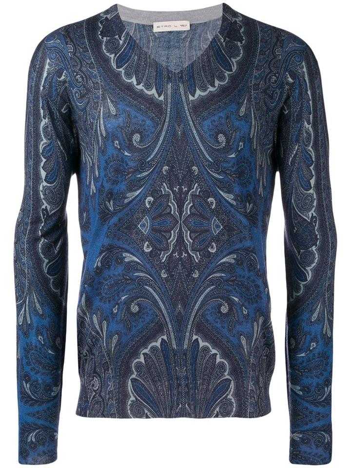 Etro Paisley Print Sweater - Blue