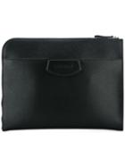 Canali Embossed Logo Clutch Bag, Men's, Black, Leather