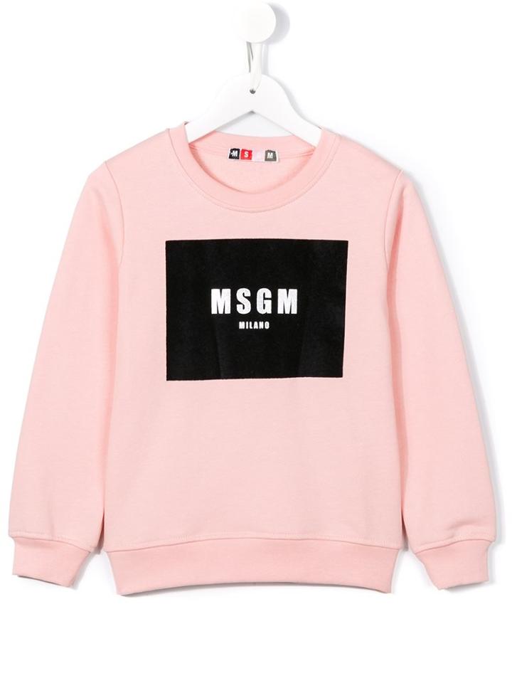 Msgm Kids Logo Sweatshirt, Girl's, Size: 8 Yrs, Pink/purple
