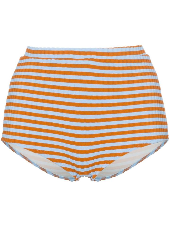 Solid & Striped Jamie Ribbed High Waist Bikini Bottom - Blue
