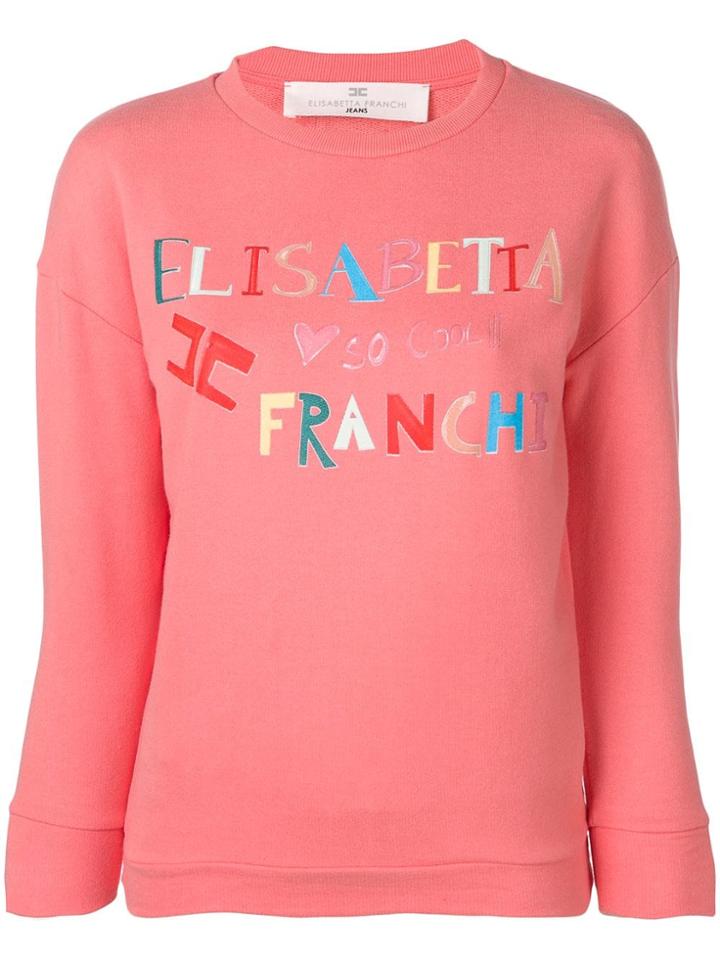 Elisabetta Franchi Logo Patch Sweatshirt - Pink