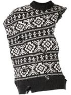 Cmmn Swdn Half Knit Vest Hand Distressed Fairisle - Grey