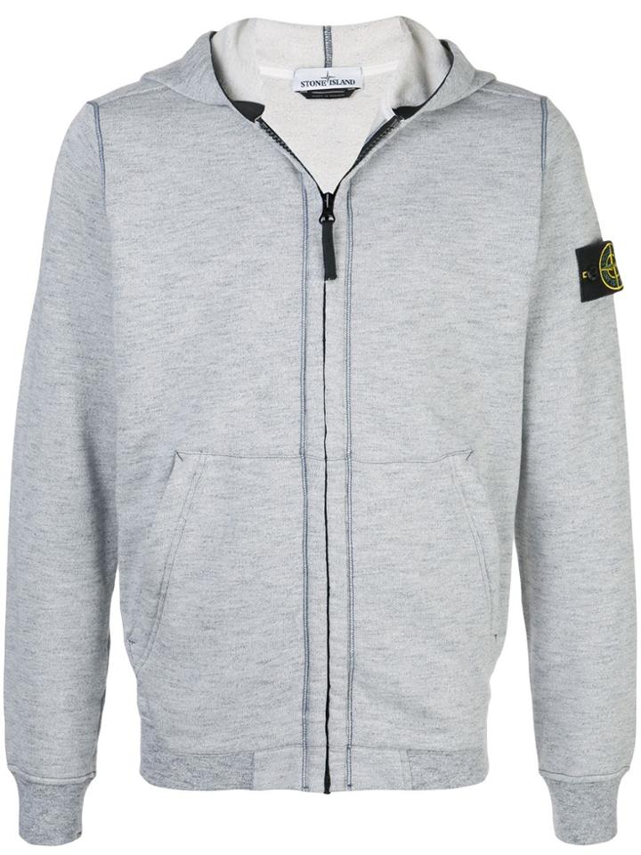 Stone Island Compass Badge Zip-up Hoodie - Blue