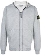 Stone Island Compass Badge Zip-up Hoodie - Blue