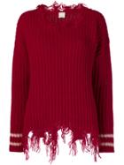 Pinko Distressed Knitted Sweater - Red