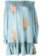 Alexander Mcqueen - Floral Print Dress - Women - Silk - 40, Blue, Silk