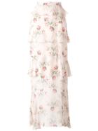 Vilshenko Floral Print Skirt, Women's, Size: 8, Nude/neutrals, Silk