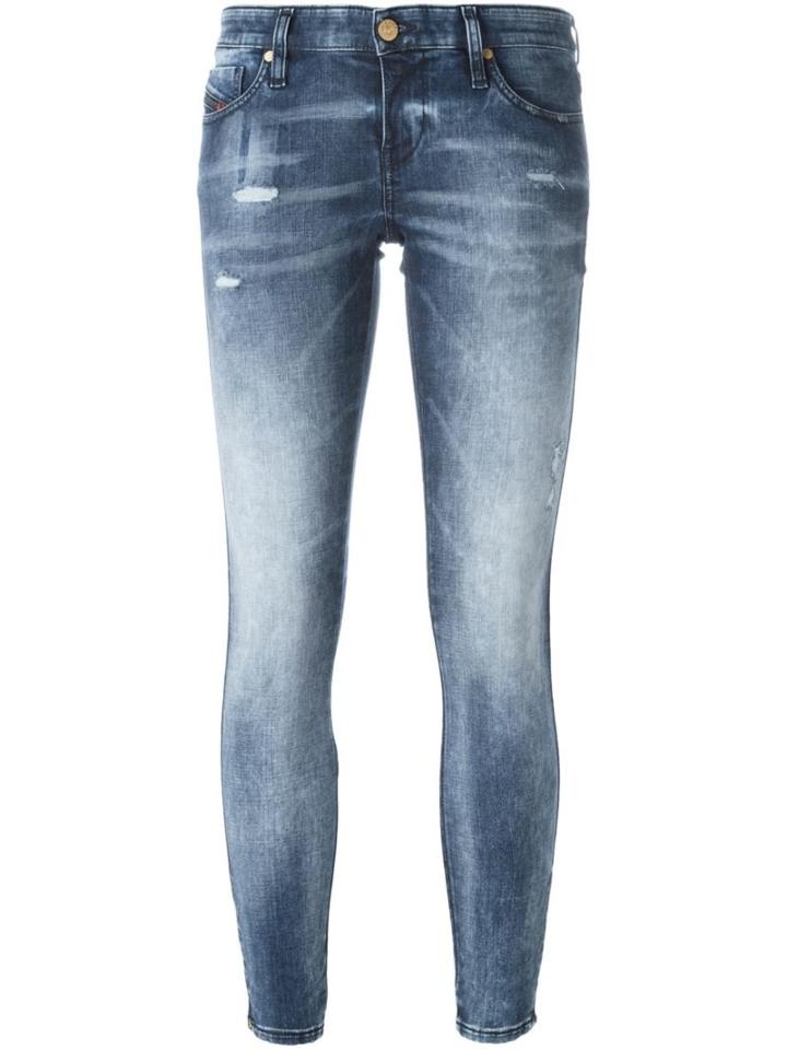 Diesel Distressed Skinny Jeans, Women's, Size: 25/32, Blue, Cotton/polyester/spandex/elastane
