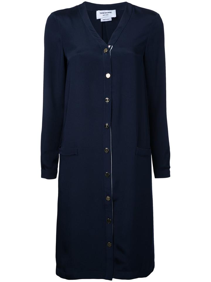 Thom Browne Buttoned Dress, Women's, Size: 40, Blue, Silk