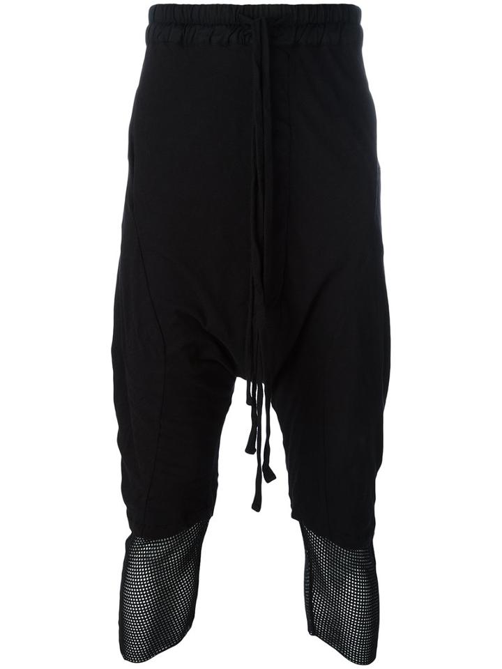 Thom Krom Mesh Hem Drop-crotch Trousers, Men's, Size: Xl, Black, Cotton