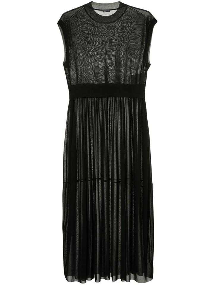 Jil Sander Navy Short-sleeve Flared Dress - Black