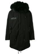 As65 - Oversized Parka - Men - Cotton/leather/rabbit Fur/viscose - L, Black, Cotton/leather/rabbit Fur/viscose