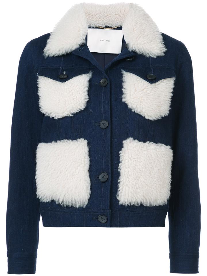 Adam Lippes Shearling-trimmed Denim Jacket - Blue