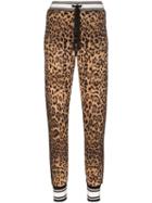 Dolce & Gabbana Leopard Print Cotton Sweatpants - Brown