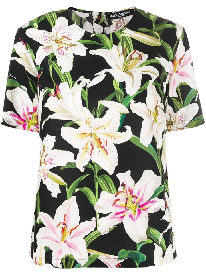 Dolce & Gabbana Lily Pattern T-shirt - Blue