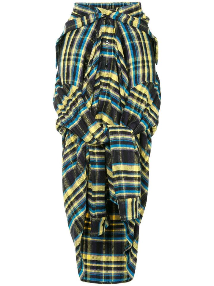 Ground Zero 2-way Check Draped Skirt - Multicolour