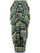 Ground Zero 2-way Check Draped Skirt - Multicolour