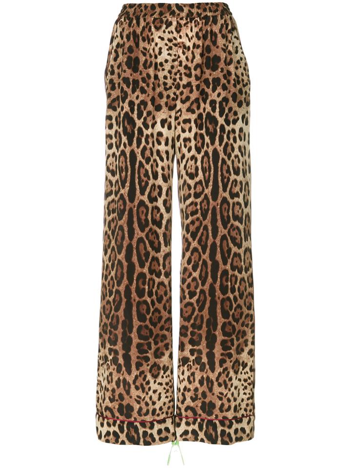 Dolce & Gabbana Leopard Print Wide Leg Trousers - Brown